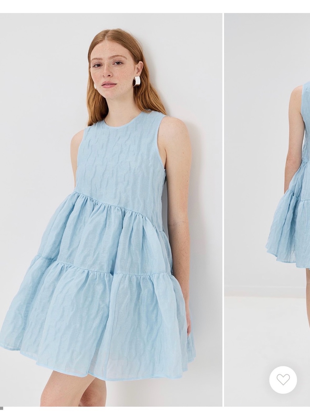 Cecilie Bahnsen - Abigail Dress Light Blue Tiered Sleeveless Mini Dress